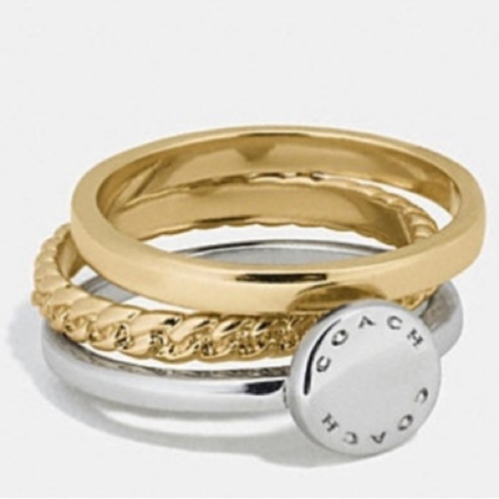 Stackable Coach Ring Set Gold Silver